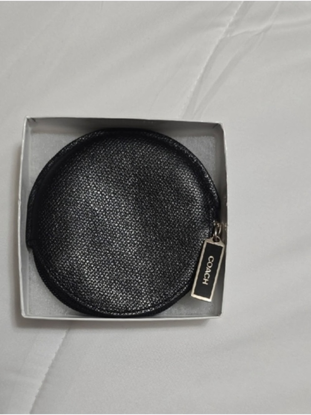 Coach Black Round Leather Coin Case